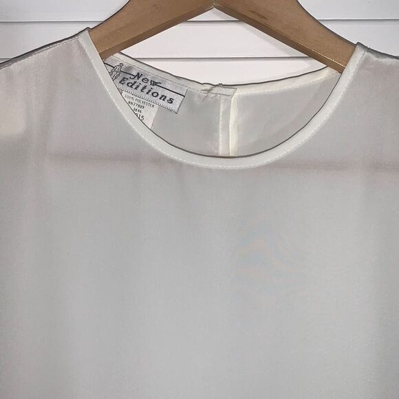 Vintage White Sheer Short Sleeve Blouse USA Size 10 - Picture 4 of 13